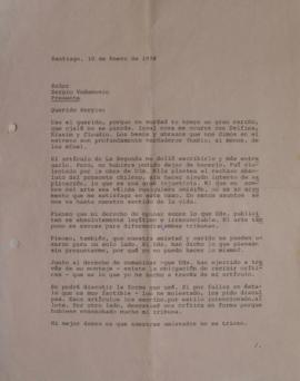 Carta de Andrés Rillón dirigida a Sergio Vodanovic