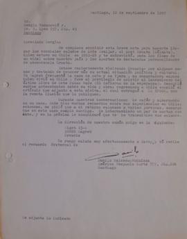 Carta de Danilo Salacedo dirigida a Sergio Vodanovic