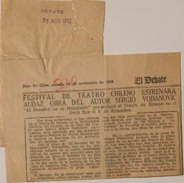 Festival de Teatro Chileno estrenará audaz obra del autor Sergio Vodanovic
