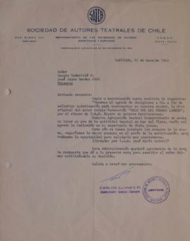 Carta de Carlos Illanes dirigida a Sergio Vodanovic