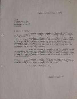 Carta de Sergio Vodanovic dirigida a Isidoro Basis