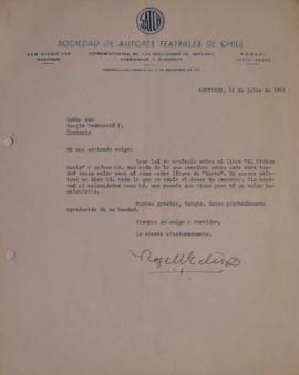 Carta de Rogel Retes dirigida a Sergio Vodanovic