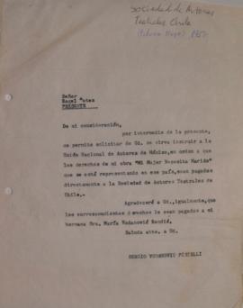 Carta de Sergio Vodanovic dirigida a Rogel Retes