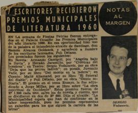 Siete escritores recibieron premios municipales de literatura 1960