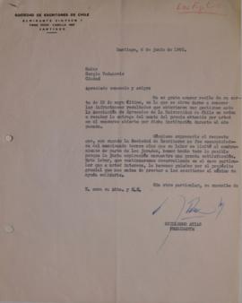 Carta de Guillero Atias dirigida a Sergio Vodanovic