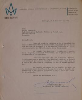 Carta de Viterbo Apablaza dirigida a Sergio Vodanovic