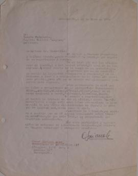 Carta de Óscar Soriano dirigida a Sergio Vodanovic