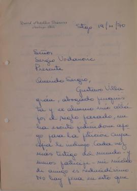 Carta de David Stitchkin dirigida a Sergio Vodanovic