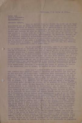 Carta de Eugenio Dittborn dirigida a Sergio Vodanovic