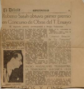 Roberto Sarah obtuvo primer lugar en concurso de obras del T. de Ensayo
