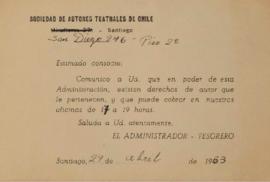 Carta de Sociedad de Autores Teatrales de Chile a Consoncio