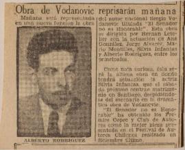 Obra de Vodanovic reprisarán mañana