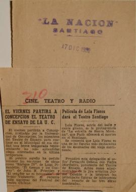 El viernes partirá a Concepción el Teatro de Ensayo de la U.C.
