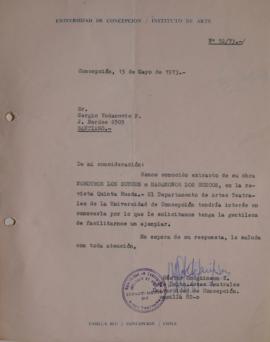 Carta de Héctor Hodgkinson dirigida a Sergio Vodanovic