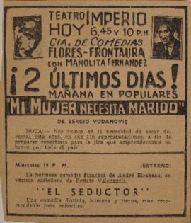 Anuncio publicitario Mi mujer necesita marido