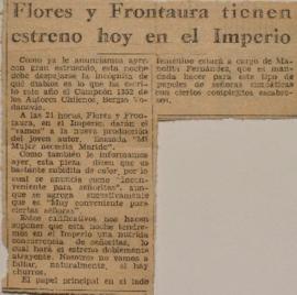 Flores y Frontaura tienen estreno hoy en el Imperio