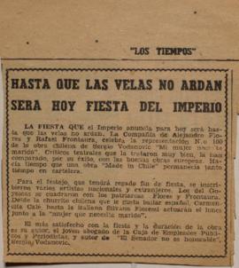 Hasta que las velas no ardan será hoy fiesta del Imperio
