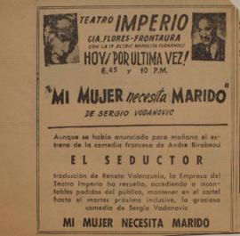 Anuncio publicitario Mi mujer necesita marido