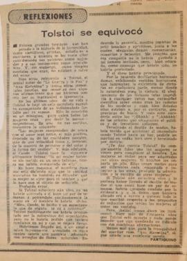 Reflexiones. Tolstoi se equivocó