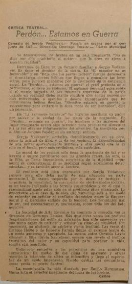 Crítica teatral. "Perdón... estamos en guerra"