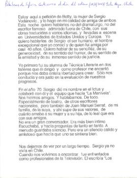 Palabras de Sylvia Gutierrez el día del estreno de "El Gordo y el Flaco"