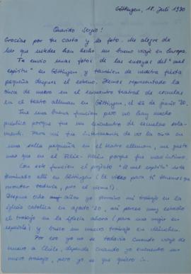 Carta de Martina Conrady dirigida a Sergio Vodanovic