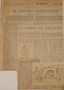 1.- El suicida constante - 2.- Esopo, el esclavo