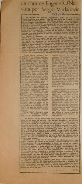 La obra de Eugene O'neill, vista por Sergio Vodanovic