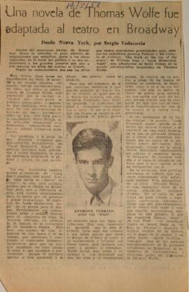 Una novela de Thomas Wolfe fue adaptada al teatro en Broadway