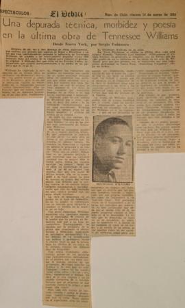 Una depurada técnica, morbidez y poesía en la última obra de Tennessee Williams