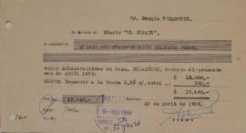Recibo Diario El Debate, Abril 1959