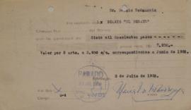 Recibo Diario El Debate, Junio 1958