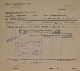 Liquidación de Derechos de Autor, Mi mujer necesita marido, Octubre 1953