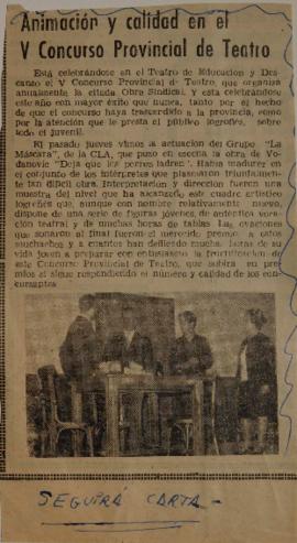 Animación y calidad en el V Concurso provincial de teatro