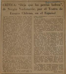 "Deja que los perros ladren", de Sergio Vodanovic, por el Teatro de Ensayo chileno, en ...