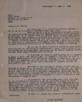 Carta de Sergio Vodanovic dirigida a Jaime Ferrer