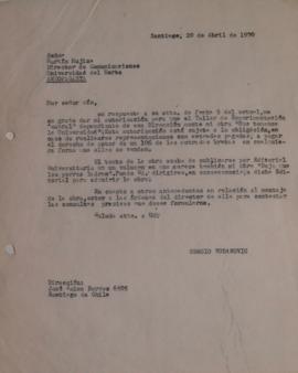 Carta de Sergio Vodanovic dirigida a Martín Mujica