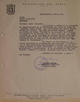 Carta de Martín Mujica dirigida a Sergio Vodanovic
