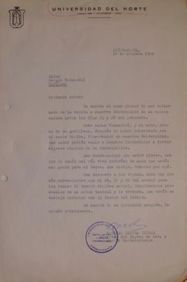 Carta de Haroldo Zamora dirigida a Sergio Vodanovic