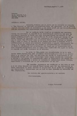 Carta de Sergio Vodanovic dirigida a Mario Zañartu y Gabriel Larraín