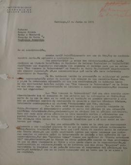 Carta de Sergio Vodanovic dirigida a Susana Aranda, Nydia A. Ghirardi