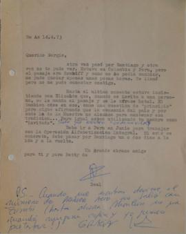 Carta de Augusto Boal dirigida a Sergio Vodanovic