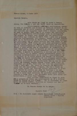 Carta de Augusto Boal dirigida a Sergio Vodanovic