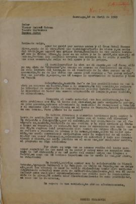 Carta de Sergio Vodanovic dirigida a Víctor Andrés Catena