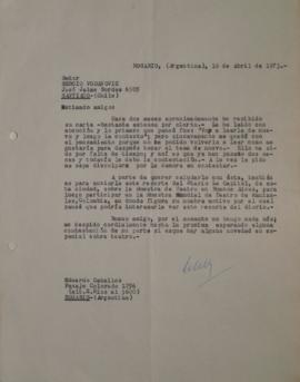 Carta de Eduardo Ceballos dirigida a Sergio Vodanovic