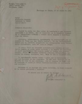 Carta de Sergio Vodanovic  dirigida a Alejandro Gumucio