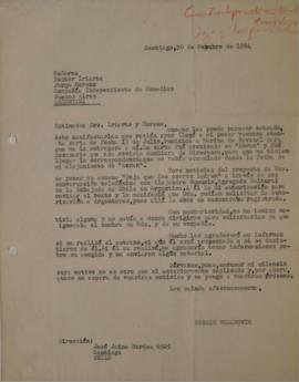 Carta de Sergio Vodanovic dirigida a Néstor Iriarte y Jorge Moreno