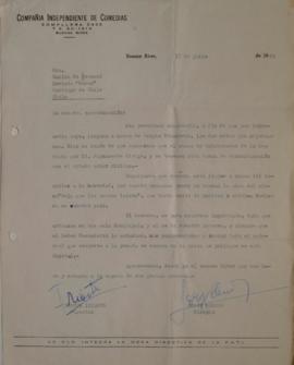 Carta de Néstor Iriarte y Jorge Moreno dirigida a Marina de Navasal