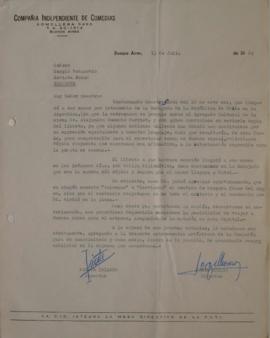 Carta de Néstor Iriarte y Jorge Moreno dirigida a Sergio Vodanovic