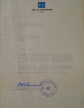 Carta de María Luisa Salsamendi dirigida a Sergio Vodanovic